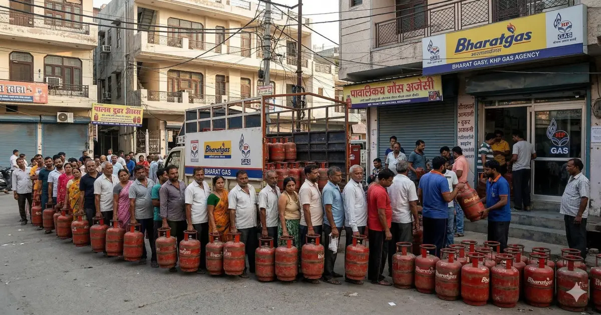 भारतका विभिन्न भागहरूमा खाना पकाउने ग्यास सिलिन्डरको अभाव