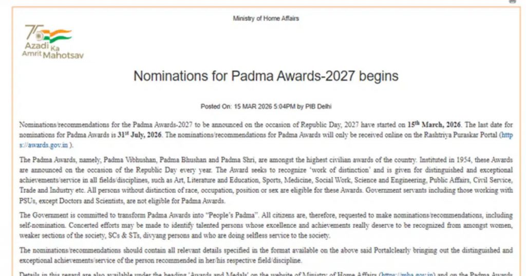 Padma Awards 2027