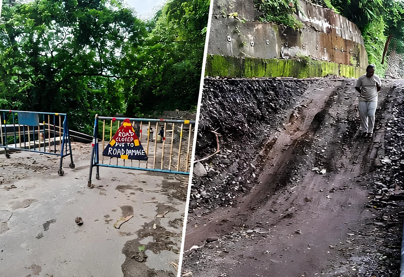 मिरिकको जिरो गोलाईदेखि बुङकुलुङ जोड्ने सडक धस्किएपछि आवागमन ठप्